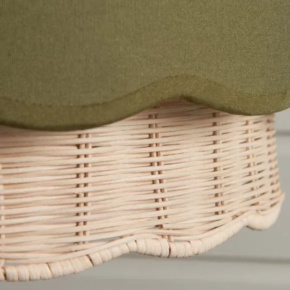 Easy Fit Lamp Shade with Scallop Detail - Olive