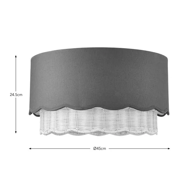 Easy Fit Lamp Shade with Scallop Detail - Olive