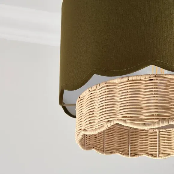 Easy Fit Lamp Shade with Scallop Detail - Olive
