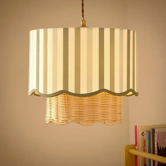 Easy Fit Lamp Shade with Scallop Edge - Green