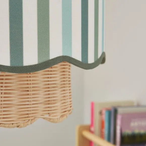 Easy Fit Lamp Shade with Scallop Edge - Green