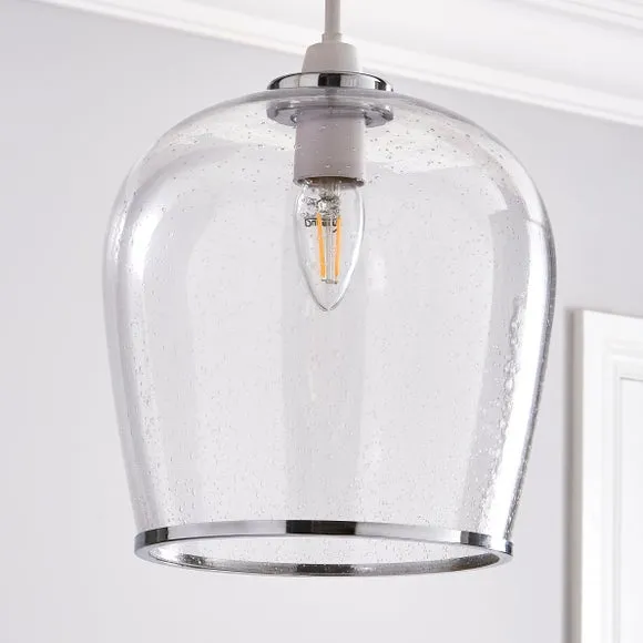 Easy Fit Pendant Light - Chrome, Bubbled Glass