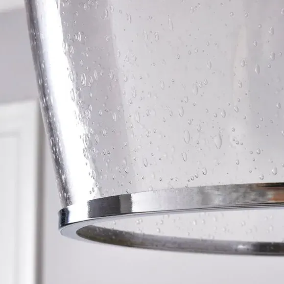 Easy Fit Pendant Light - Chrome, Bubbled Glass