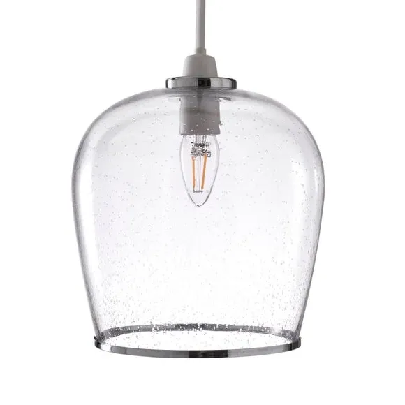 Easy Fit Pendant Light - Chrome, Bubbled Glass