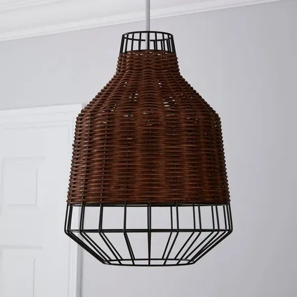 Easy Fit Pendant Shade - Brown, Rattan