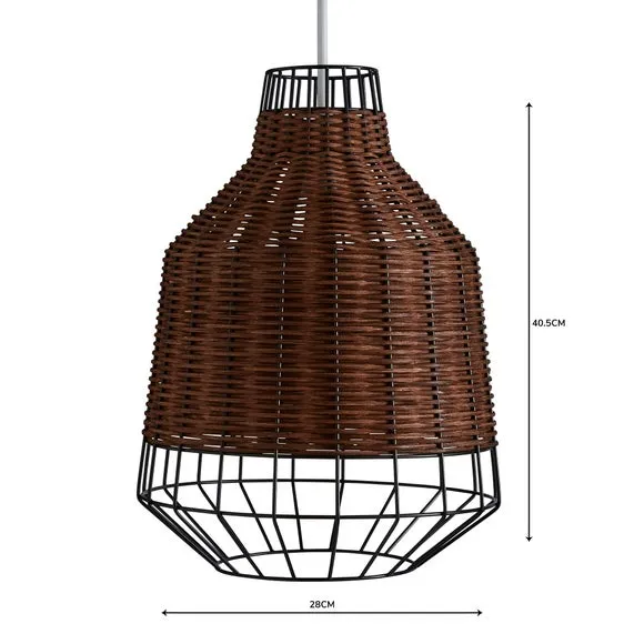 Easy Fit Pendant Shade - Brown, Rattan