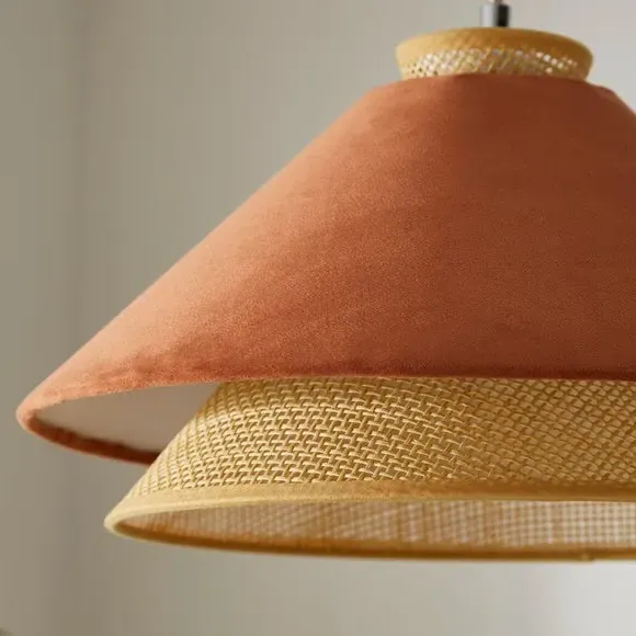 Easy Fit Pendant Shade - Burnt Orange, Velvet