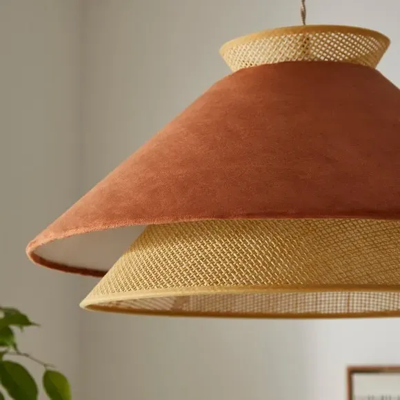 Easy Fit Pendant Shade - Burnt Orange, Velvet