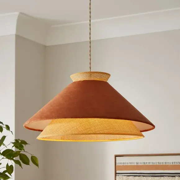 Easy Fit Pendant Shade - Burnt Orange, Velvet