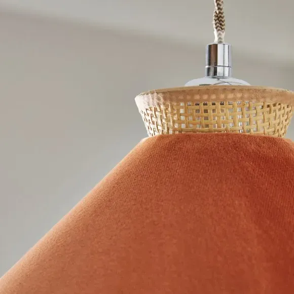 Easy Fit Pendant Shade - Burnt Orange, Velvet