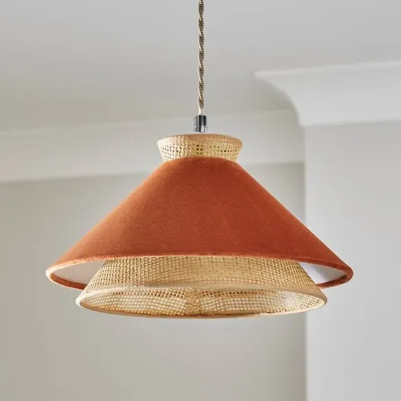 Easy Fit Pendant Shade - Burnt Orange, Velvet image