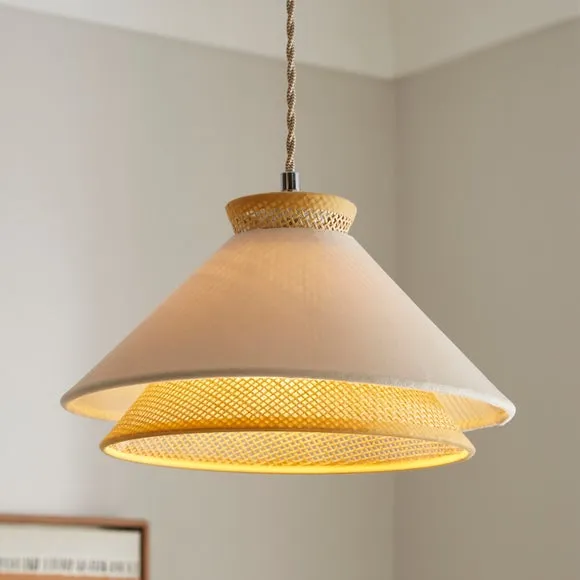 Easy Fit Pendant Shade - Cream, Velvet