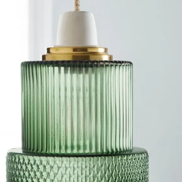 Easy Fit Pendant Shade - Green, Frosted Glass