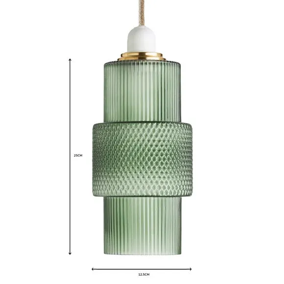 Easy Fit Pendant Shade - Green, Frosted Glass