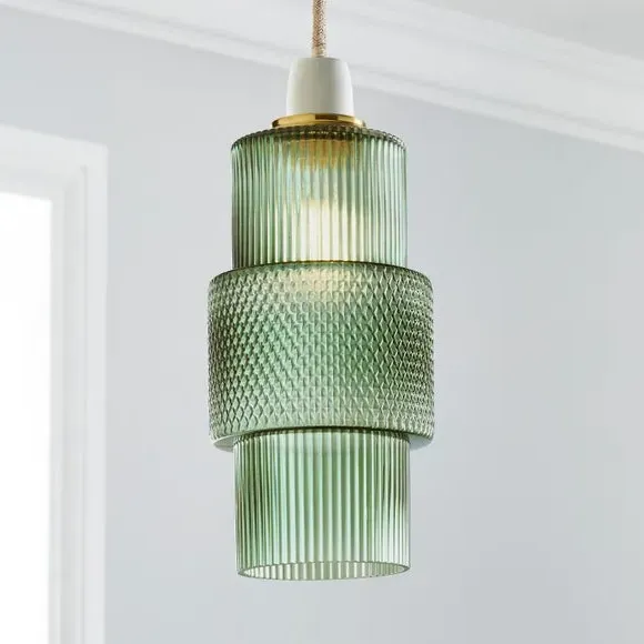 Easy Fit Pendant Shade - Green, Frosted Glass image