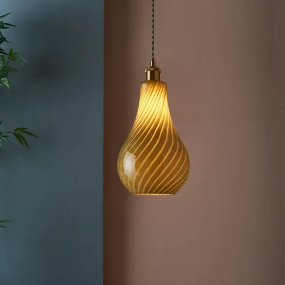 Easy Fit Pendant Shade - Green, Striped