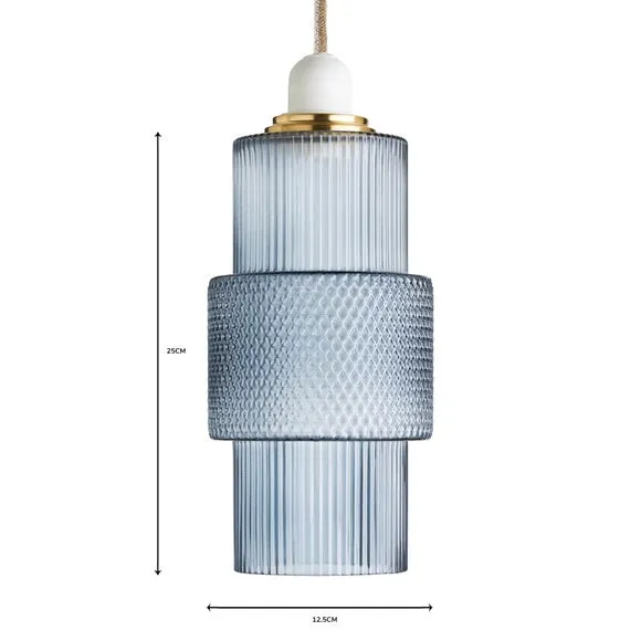 Easy Fit Pendant Shade - Navy, Frosted Glass