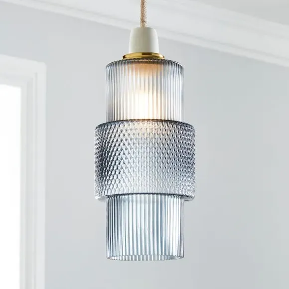 Easy Fit Pendant Shade - Navy, Frosted Glass