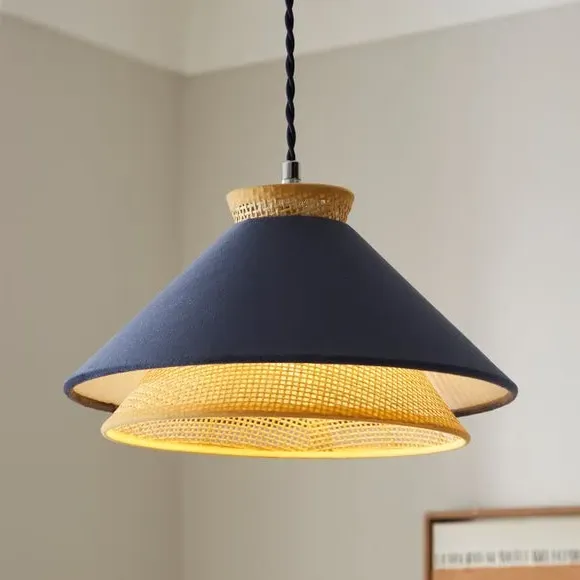 Easy Fit Pendant Shade - Navy, Velvet