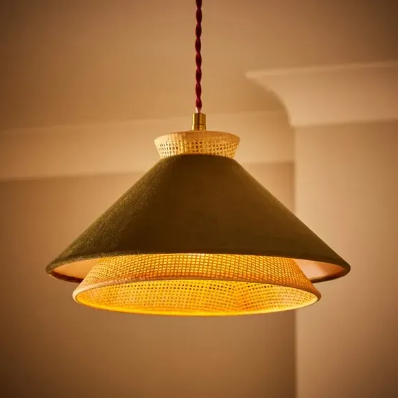 Easy Fit Pendant Shade - Olive, Velvet