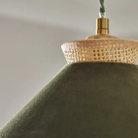 Easy Fit Pendant Shade - Olive, Velvet