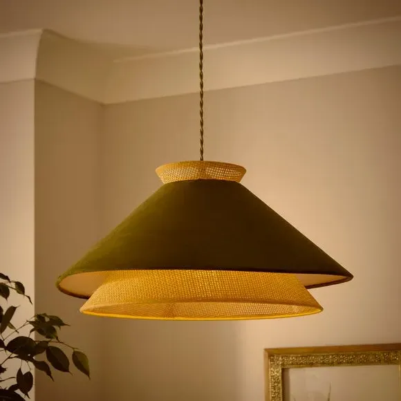 Easy Fit Pendant Shade - Olive, Velvet