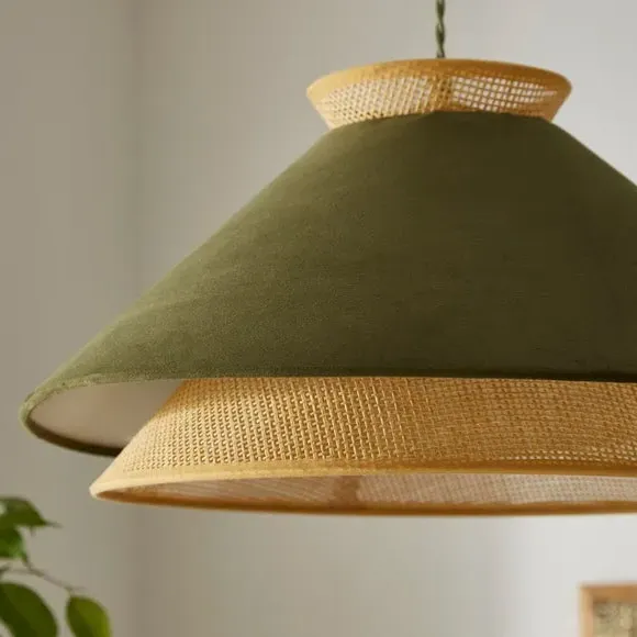 Easy Fit Pendant Shade - Olive, Velvet