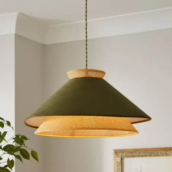 Easy Fit Pendant Shade - Olive, Velvet