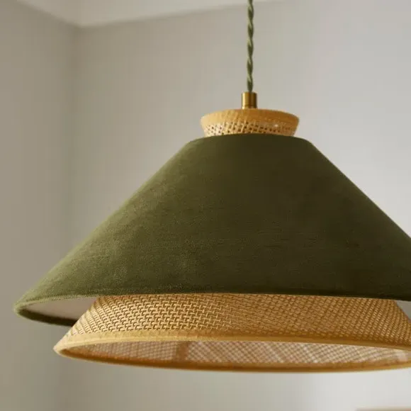 Easy Fit Pendant Shade - Olive, Velvet