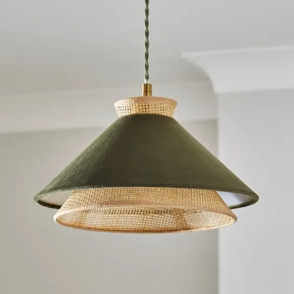Easy Fit Pendant Shade - Olive, Velvet
