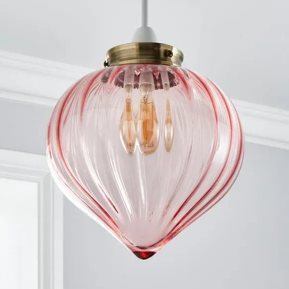 Easy Fit Pendant Shade - Pink, Glass
