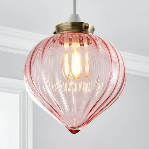 Easy Fit Pendant Shade - Pink, Glass