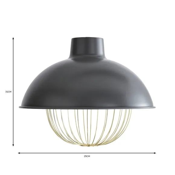 Easy Fit Pendant Shade with Cage - Grey, Metal