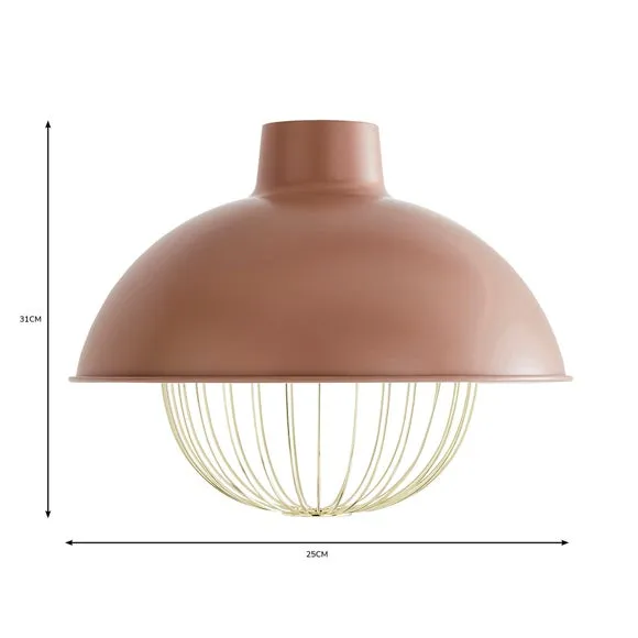 Easy Fit Pendant Shade with Cage - Pink, Metal