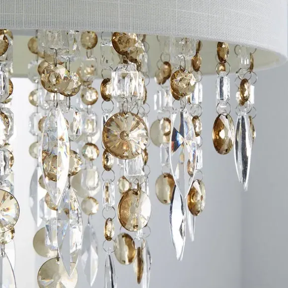 Easy Fit Pendant Shade with Crystals - White, Fabric