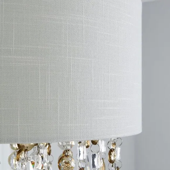 Easy Fit Pendant Shade with Crystals - White, Fabric