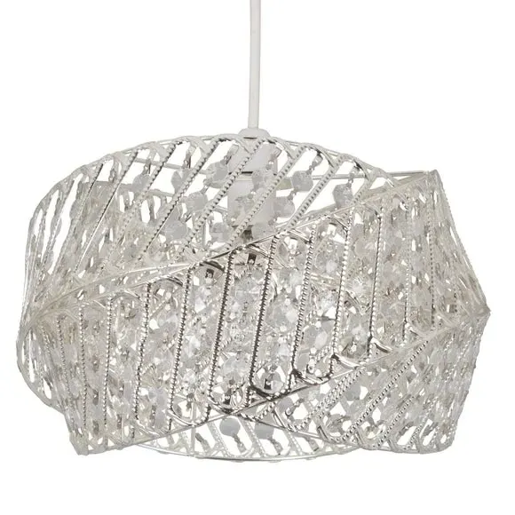 Easy Fit Pendant Shade with Jewels - Silver, Metal