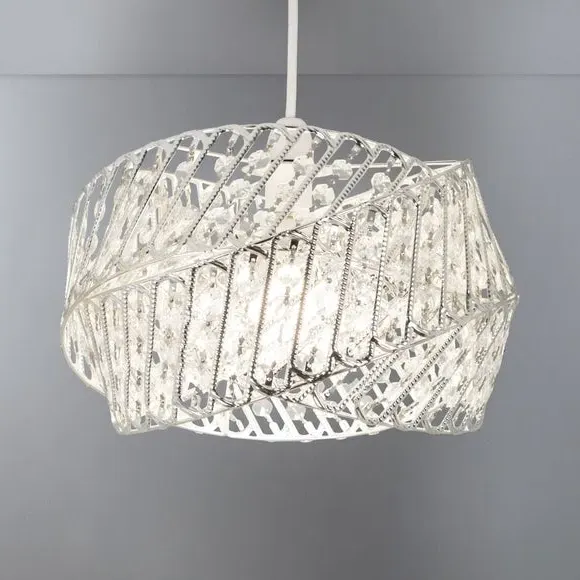 Easy Fit Pendant Shade with Jewels - Silver, Metal image