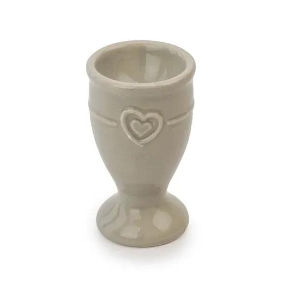 Egg Cup with Heart Design - Light Grey