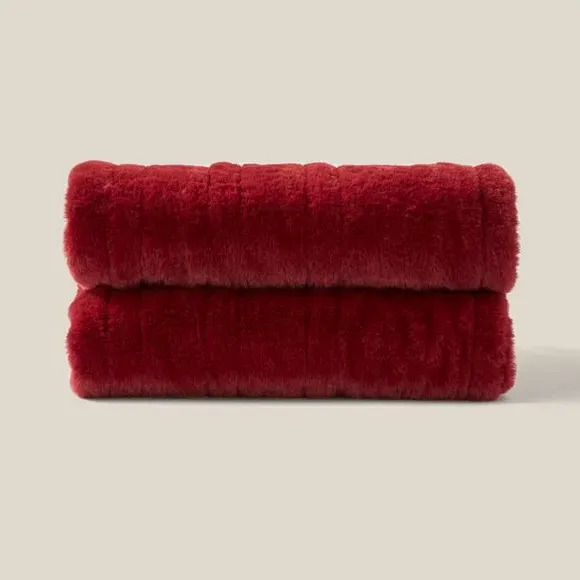 Electric Throw Blanket - Burgundy, Faux Fur
