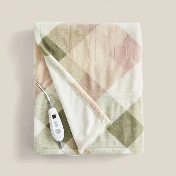 Electric Throw Blanket Check Pattern - Pink, Fleece