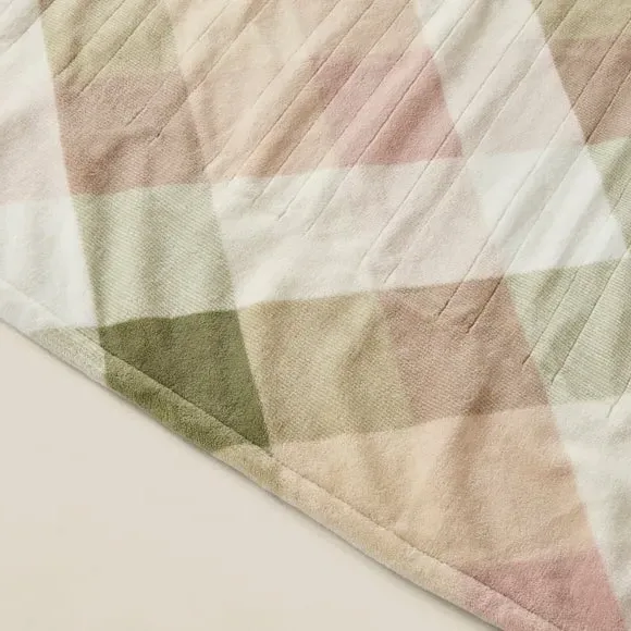 Electric Throw Blanket Check Pattern - Pink, Fleece