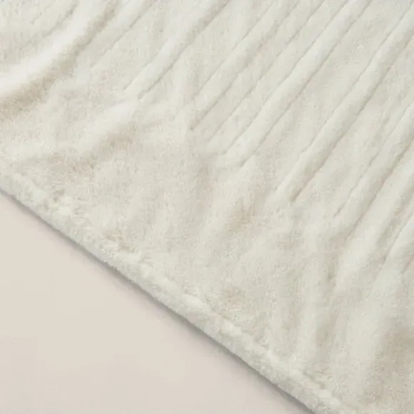 Electric Throw Blanket - White, Faux Fur
