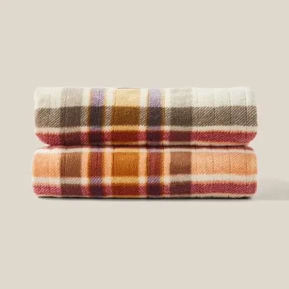 Electric Throw Blanket with Check Print - Red