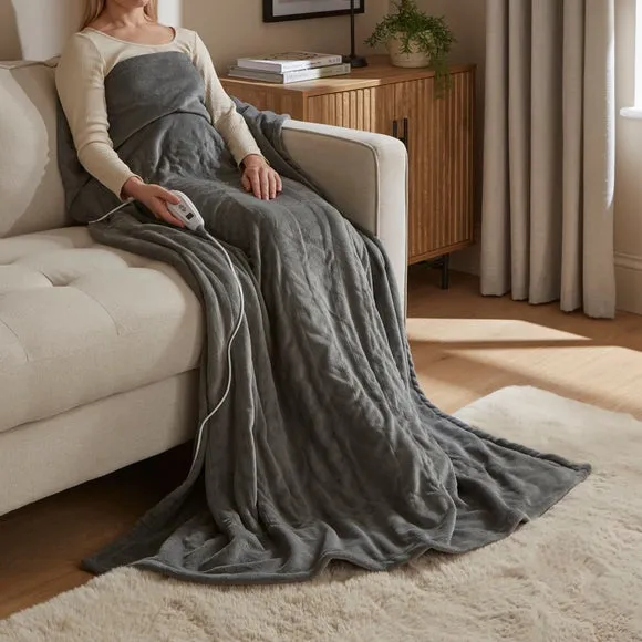 Electric Throw Blanket with Heat Control - Charcoal image