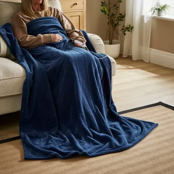 Electric Throw Blanket with Heat Control - Navy