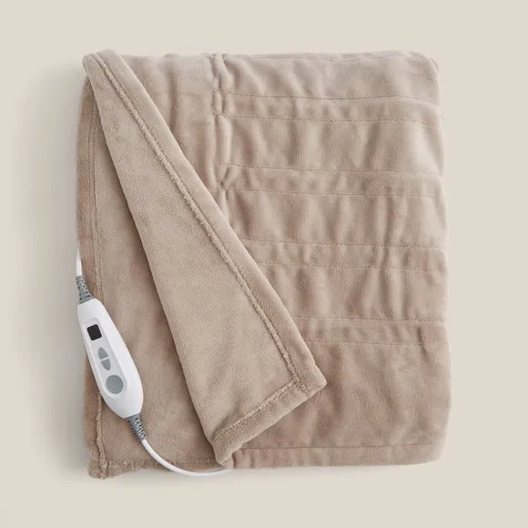 Electric Throw Blanket with Heat Control - Taupe