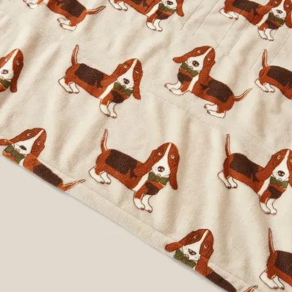 Electric Throw Blanket with Print - Brown, Fleece