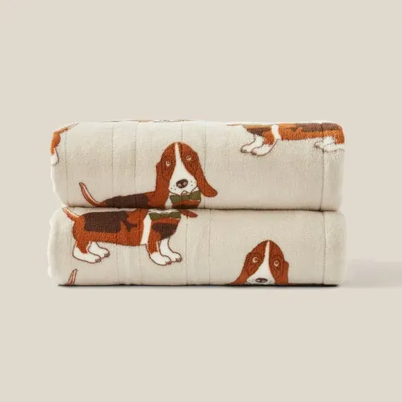 Electric Throw Blanket with Print - Brown, Fleece