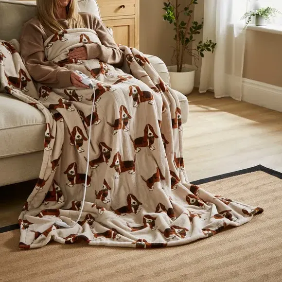 Electric Throw Blanket with Print - Brown, Fleece image